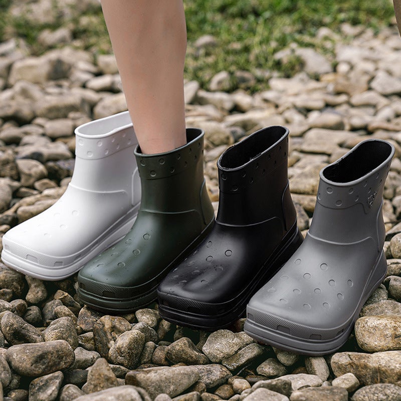 Charming Shark New Riding Rain Boots Solid Color Outdoor Work Car Wash Water Shoes Low-Top Short Plastic Men'S Rain Shoes And Boots - Image 3