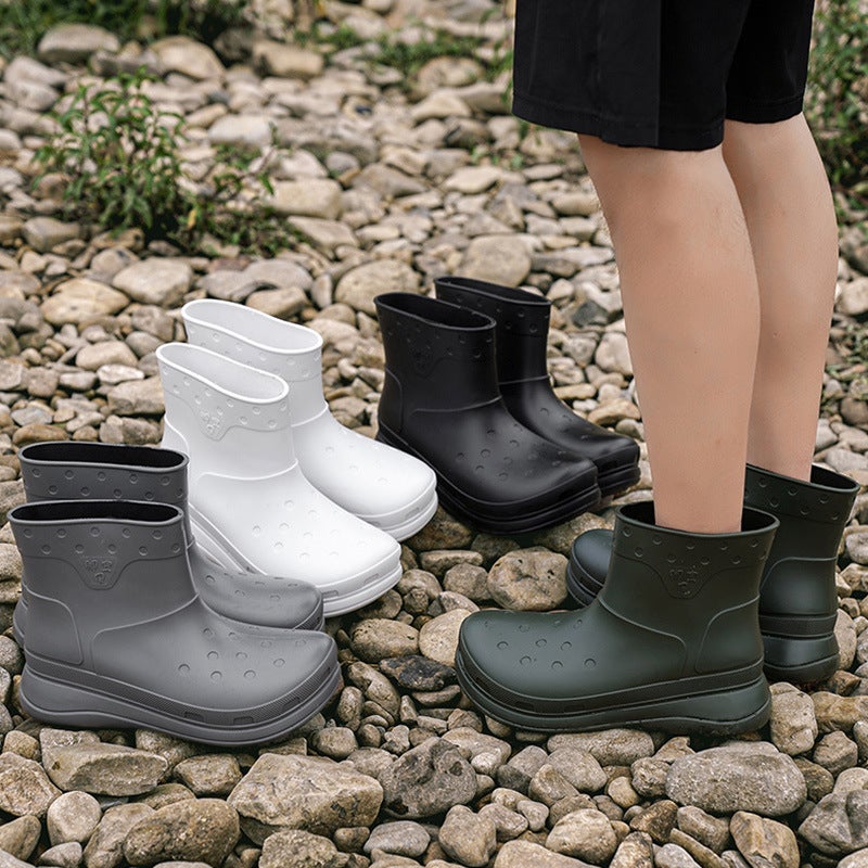 Charming Shark New Riding Rain Boots Solid Color Outdoor Work Car Wash Water Shoes Low-Top Short Plastic Men'S Rain Shoes And Boots - Image 2