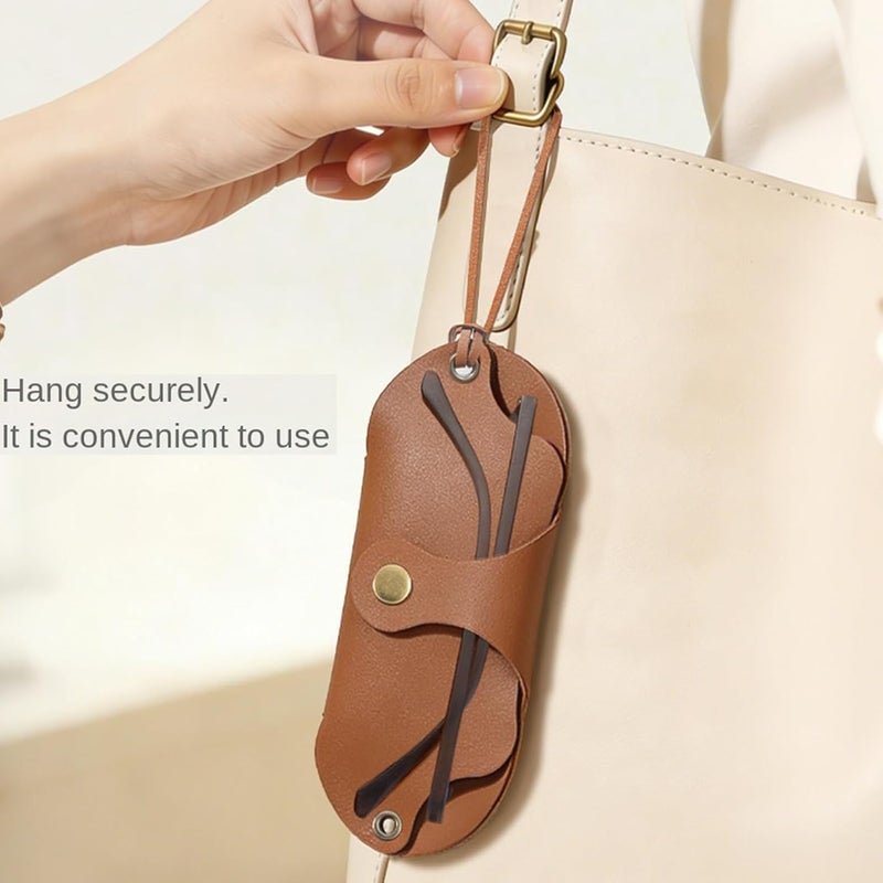 Soft Glasses Case - Portable PU Leather Case with Strap | for Glasses - for Backpack, Jacket, Travel, Gym, Car, Bedside, Home or Office - Image 5