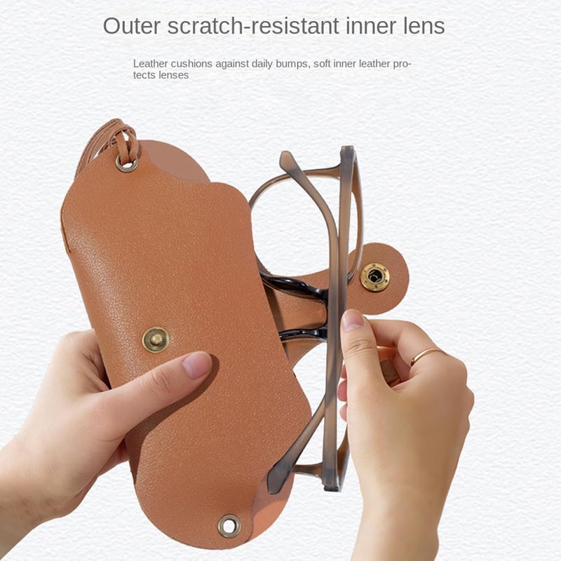 Soft Glasses Case - Portable PU Leather Case with Strap | for Glasses - for Backpack, Jacket, Travel, Gym, Car, Bedside, Home or Office - Image 4