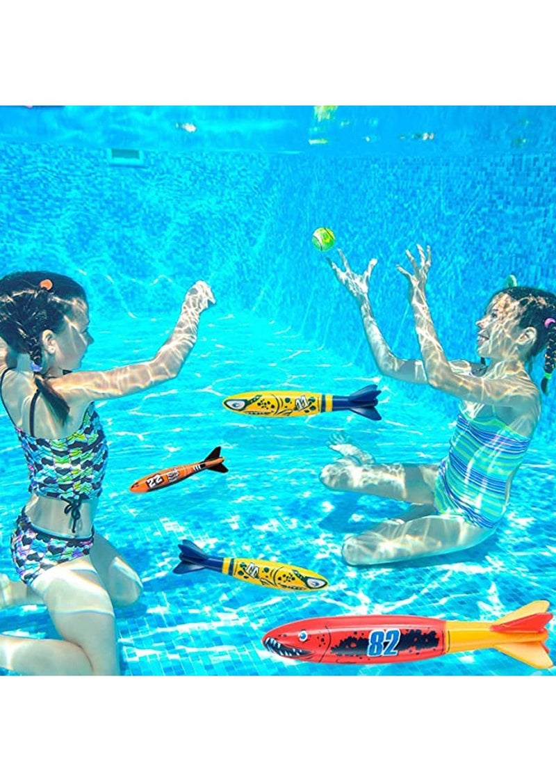 Y&D Dive Torpedo Bandits Pool Toys Underwater Diving Water Games Training Gift Set for Boys Girls and Up 4 Piece Colorful Fun Toy Bath - Image 4