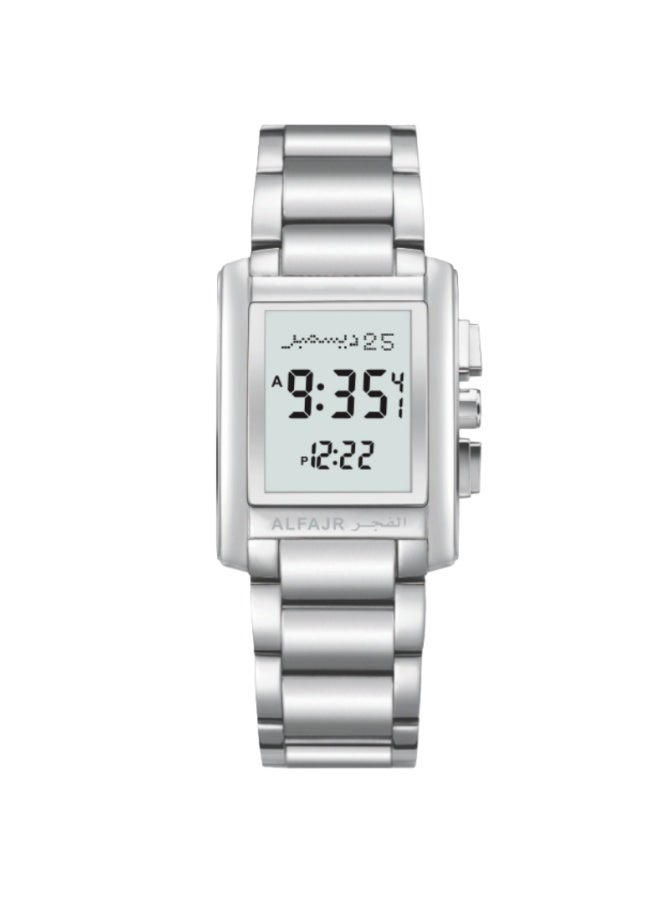 Al Fajr Men's Stainless Steel Strap Digital Wristwatch - Square Case WS-06SW - Image 1