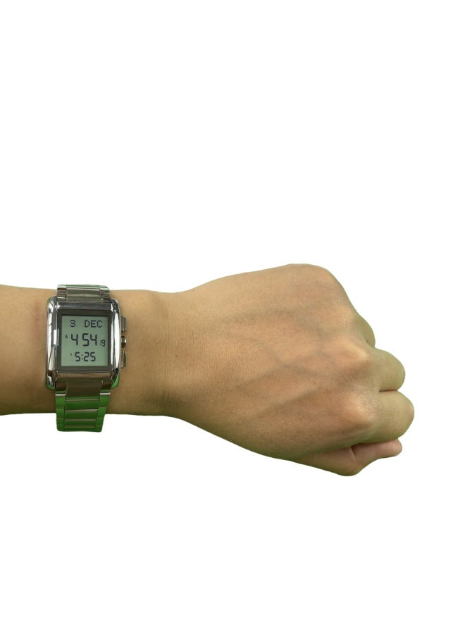 Al Fajr Men's Stainless Steel Strap Digital Wristwatch - Square Case WS-06SW - Image 3