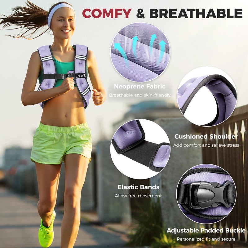 BAGAIL Comfort-Fit Weighted Vest for Woman, Even Weight Distribution, Faster Weight Loss, No-Chafe or Bounce for Walking & Running with Detachable Phone Pouch & Reflective Stripes (Available 5-30lbs) - Image 2