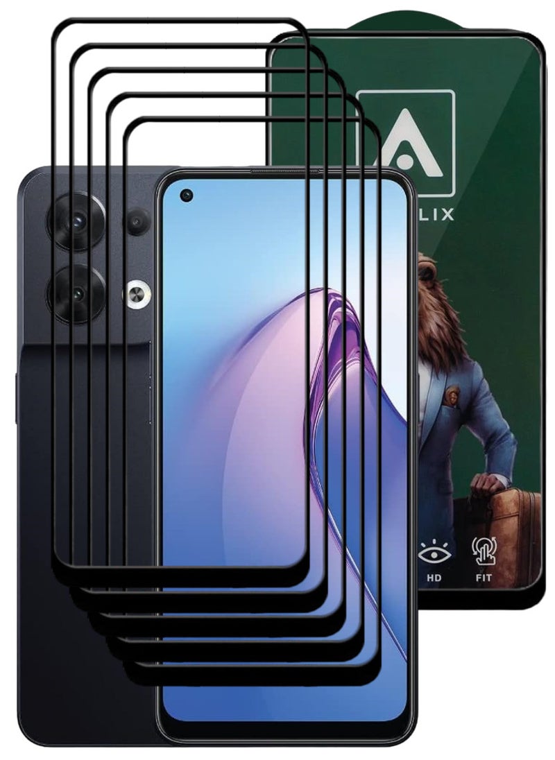 ACLIX 5 Pieces Antistatic ESD Dustproof Premium Quality High Definition Tempered Glass Screen Protector Designed For Oppo Reno8 - Image 1
