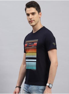 Monte Carlo Men Navy Blue Printed T-Shirt by Styli  - Image 2