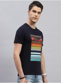 Monte Carlo Men Navy Blue Printed T-Shirt by Styli  - Image 3