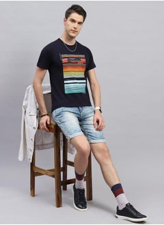 Monte Carlo Men Navy Blue Printed T-Shirt by Styli  - Image 5