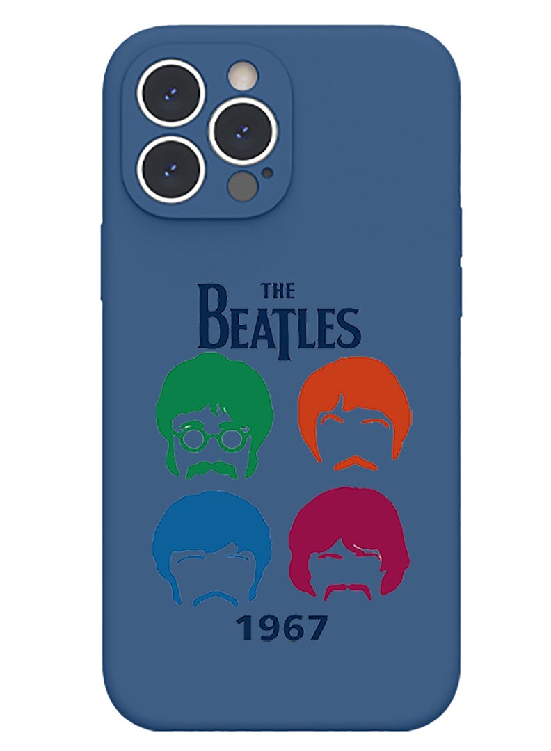 Theodor Protective Slim Fit Case Liquid Silicone Cover with Full Body Protection Anti-Scratch Shockproof Case For iPhone 12 Pro Max Blue  - The beatles copy - Image 1