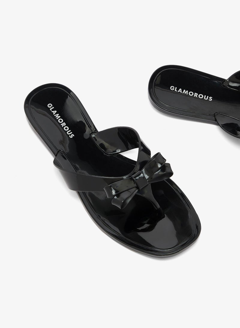 GLAMOROUS Jelly Bow Detail Flip Flops - Image 4