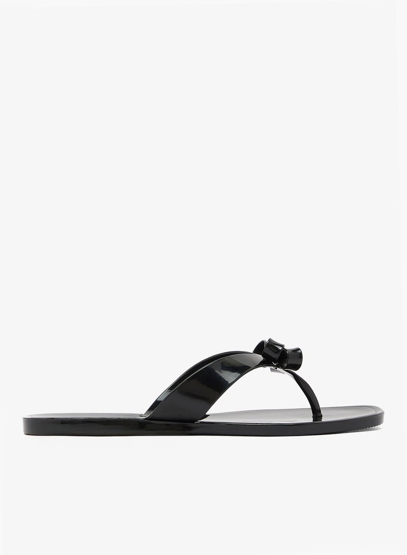 GLAMOROUS Jelly Bow Detail Flip Flops - Image 1