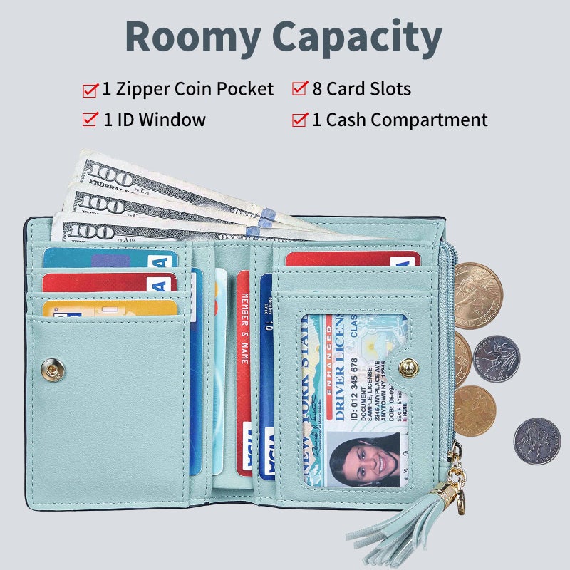 Gostwo Small Wallets for Women, Stylish Womens Wallet with ID Window, Zippered Coin Pocket and Tassel. Cute RFID Wallet for Women, ideal for Teen Girls, Commuters, and Women for Daily Use - Image 3