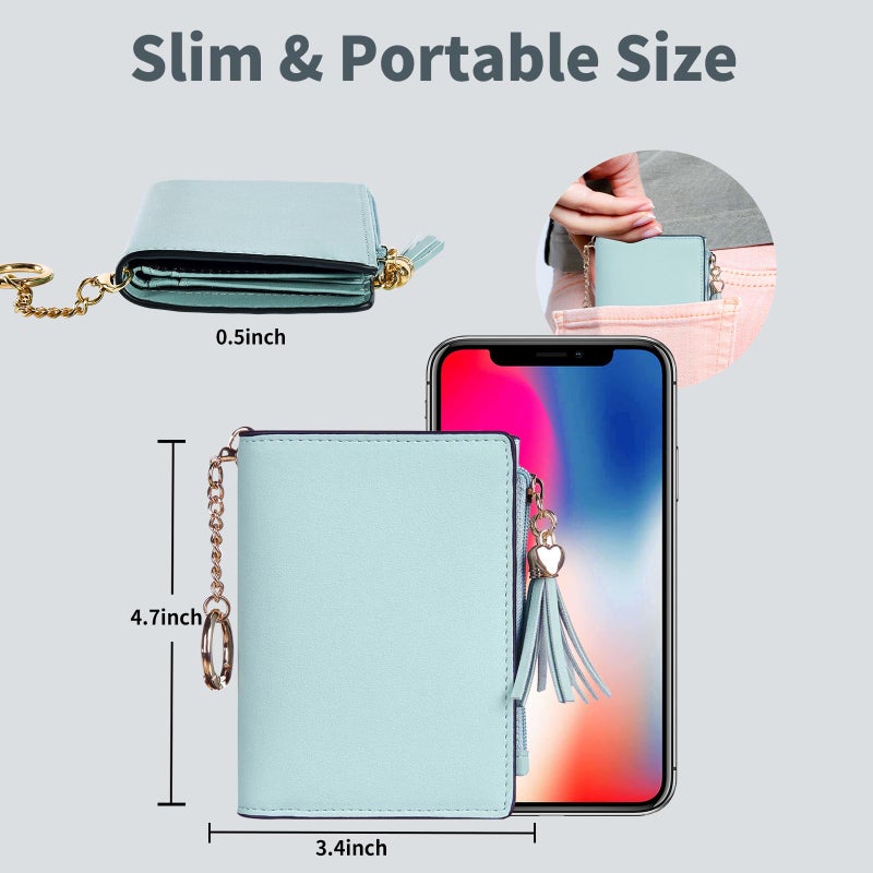 Gostwo Small Wallets for Women, Stylish Womens Wallet with ID Window, Zippered Coin Pocket and Tassel. Cute RFID Wallet for Women, ideal for Teen Girls, Commuters, and Women for Daily Use - Image 4