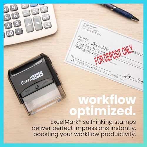 ExcelMark for Deposit ONLY Self Inking Rubber Stamp - Red Ink - Image 3