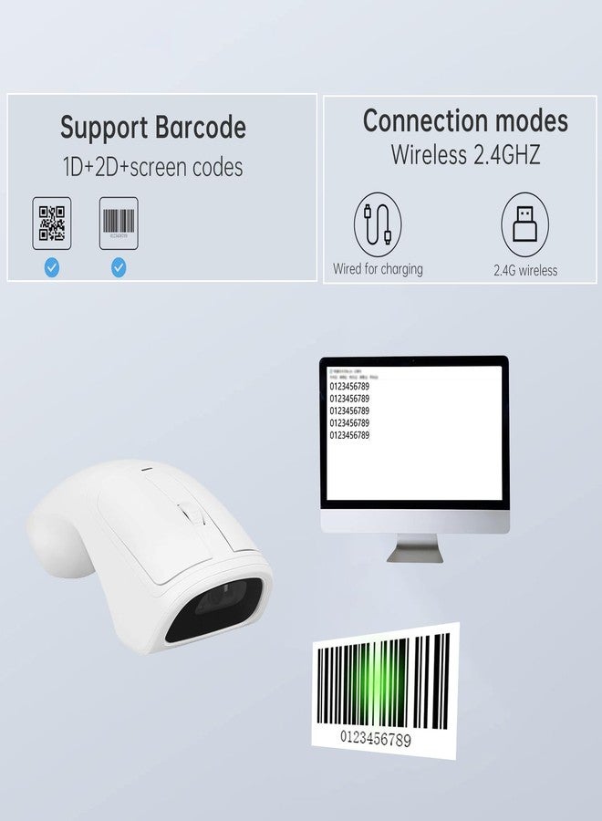 THARO New Wireless Mouse Barcode Scanner, 2-in-1 Design 2D Handheld Barcode Scanner with Wireless Mouse Functions for POS System,Store,Supermarket, Warehouse.(Black) - Image 5