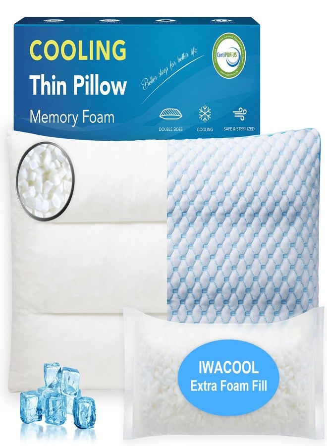 Iwacool Stomach Sleeping Pillow with Adjustable Shredded Memory Foam Loft, 3-Zone Design Thin Pillow for Sleeping, Flat Pillow for Stomach, Back Sleepers, Cooling Shredded Memory Foam Pillow for Hot Sleepers - Image 1
