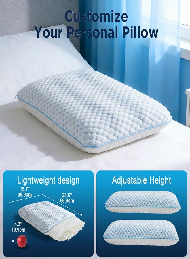 Iwacool Stomach Sleeping Pillow with Adjustable Shredded Memory Foam Loft, 3-Zone Design Thin Pillow for Sleeping, Flat Pillow for Stomach, Back Sleepers, Cooling Shredded Memory Foam Pillow for Hot Sleepers - Image 2