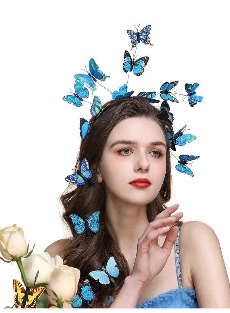 KASTWAVE Butterfly Fascinators Hat, Bohemian Monarch Butterfly Hair Band Hoops Butterfly Headpiece for Bridal Wedding Prom Birthday Cosplay Tea Party Costumes Hair Accessories for Women Girls - Image 1