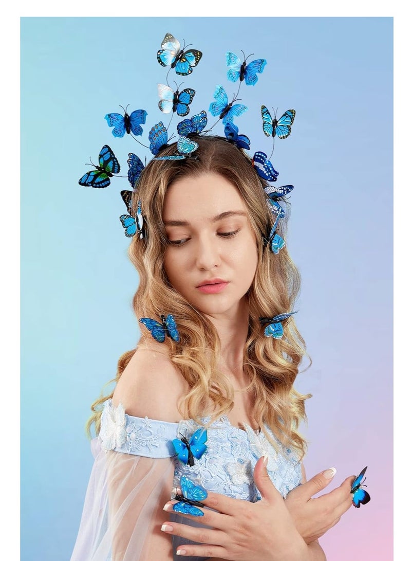 KASTWAVE Butterfly Fascinators Hat, Bohemian Monarch Butterfly Hair Band Hoops Butterfly Headpiece for Bridal Wedding Prom Birthday Cosplay Tea Party Costumes Hair Accessories for Women Girls - Image 3