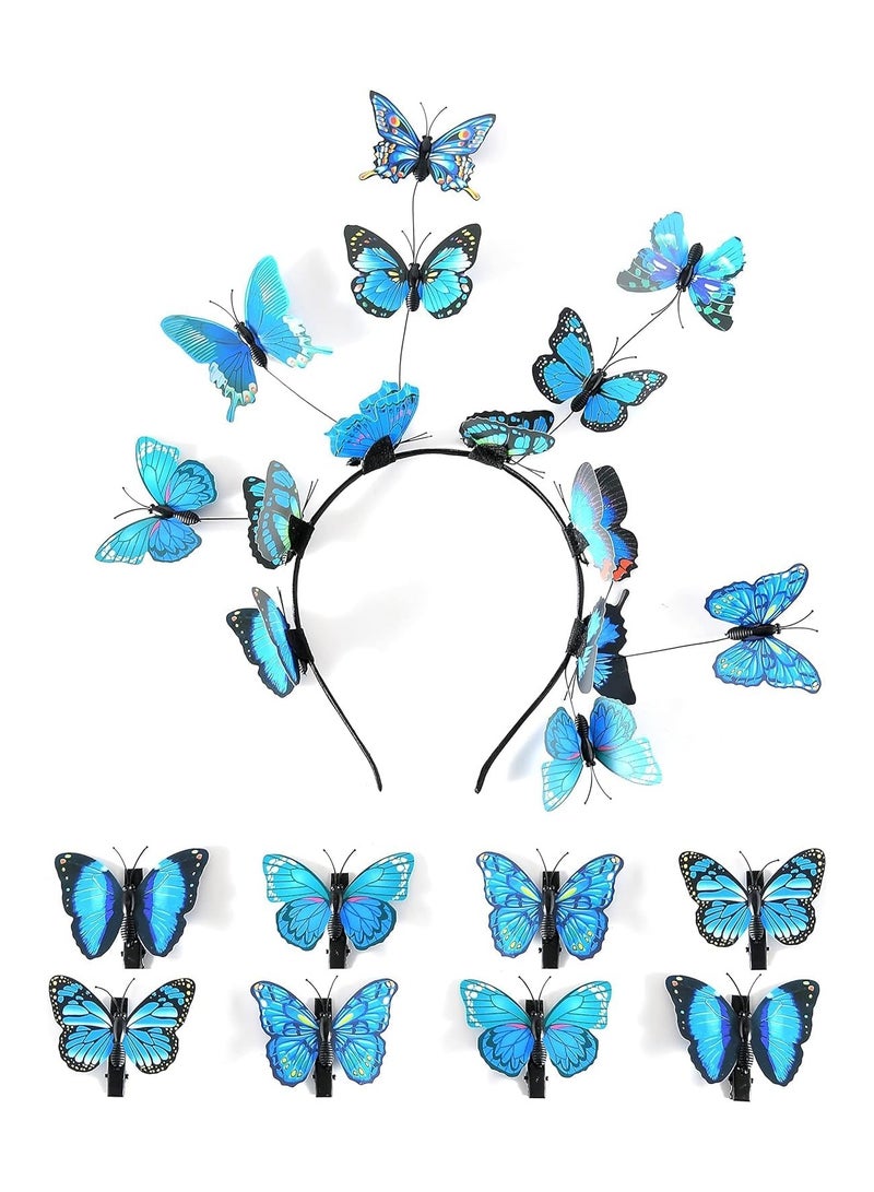 KASTWAVE Butterfly Fascinators Hat, Bohemian Monarch Butterfly Hair Band Hoops Butterfly Headpiece for Bridal Wedding Prom Birthday Cosplay Tea Party Costumes Hair Accessories for Women Girls - Image 5