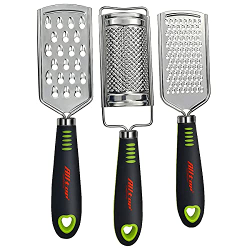 ALLTOP Food Graters for CheeseNutmegPotatoGinger and GarlicCirtrusHandheld Stainless Steel Zester for Kitchen Pro Multipurpose GadgetsSet of 3 Grinders