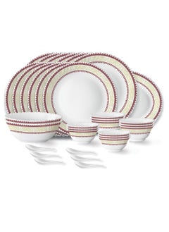 LARAH BY BOROSIL Larah by Borosil Elega Fluted Series Opalware Dinner Set | 33 Pieces for Family of 6 | Microwave & Dishwasher Safe | Bone-Ash Free | Crockery Set for Dining & Gifting | Plates & Bowls | White  - Image 1