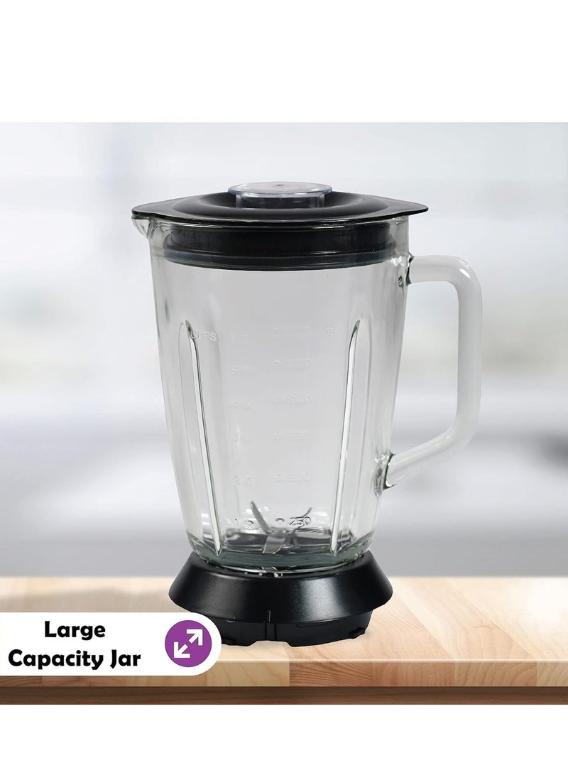 SPJ 500W Mixer Grinder & Juicer, 1.5L Jar, Stainless Steel Blades, Pulse Function, Safety Lock, Black/Silver - Image 3
