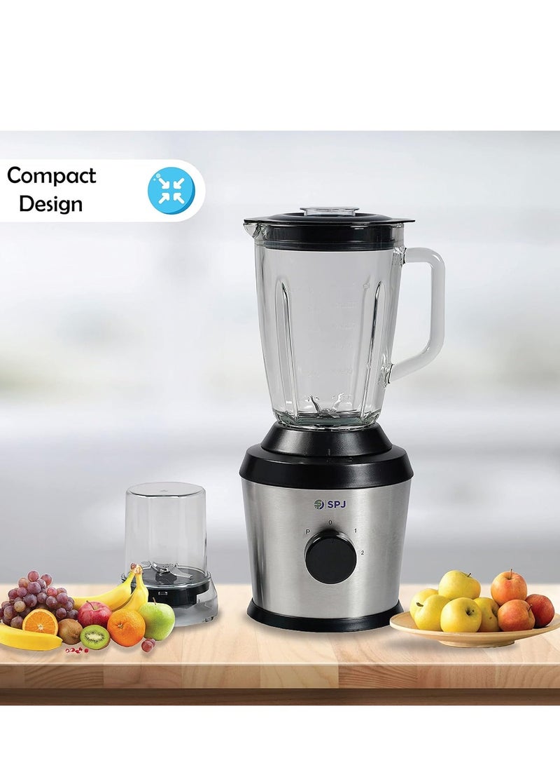 SPJ 500W Mixer Grinder & Juicer, 1.5L Jar, Stainless Steel Blades, Pulse Function, Safety Lock, Black/Silver - Image 4