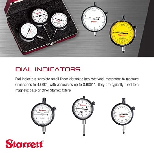 Starrett مؤشر دial من ستاريت 25 مع محامل ودعامة مركزية خلفية (قراءة دial 0-100، 0-1.000" ) - Image 3