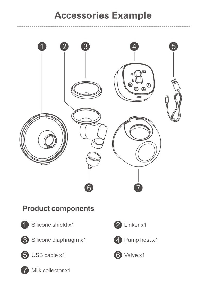 Portable electric breast pump with 3 levels and 9 gears, with LED display screen for more convenient operation