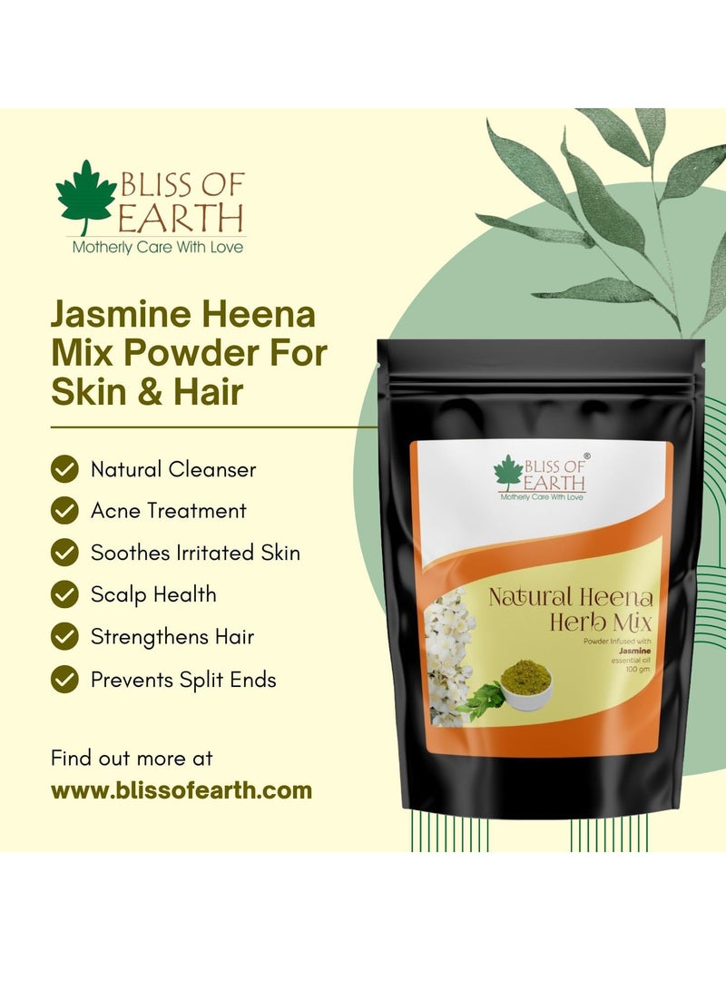 BLISS OF EARTH Herbal Henna For Hair Jasmine Blended With Herbs Amla Neem Babul Gum and & Jasmine Essential Oil For Long Lasting Hair Color Hair Nourishment 100gm - Image 5