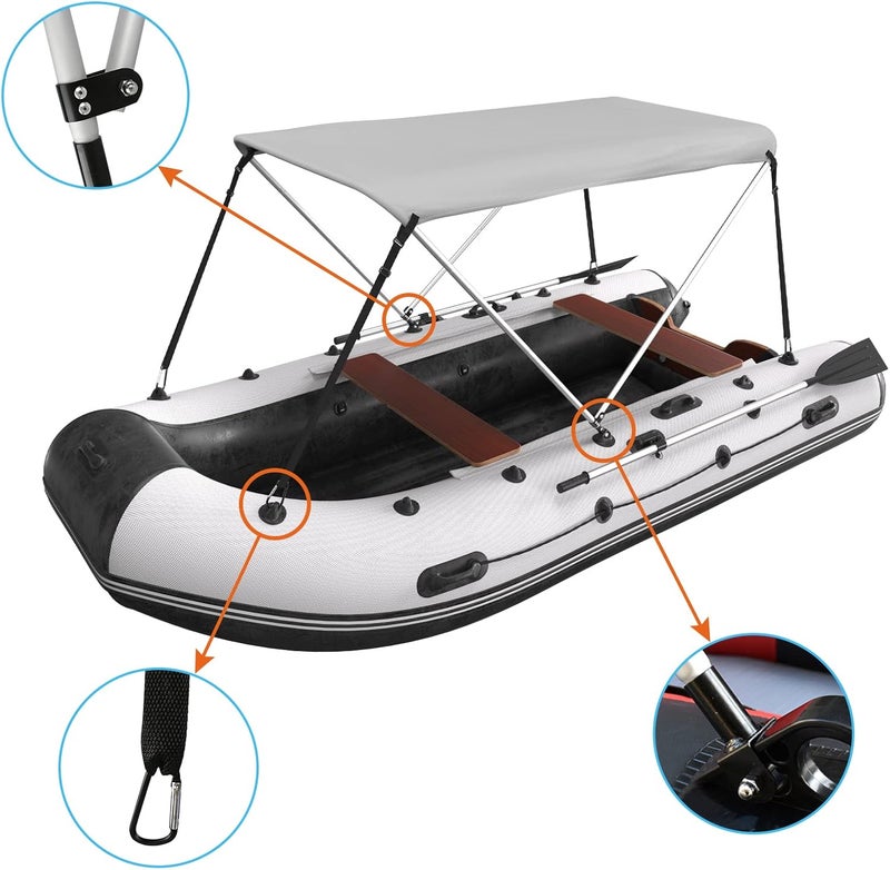DoCred Foldable Bimini Top Boat Cover Canopy Cover 2Bow Bimini Top (63" L 39‘’-55‘’ W 43.3" H), Suitable for Boats of 3.2-4.5 FT - Image 4