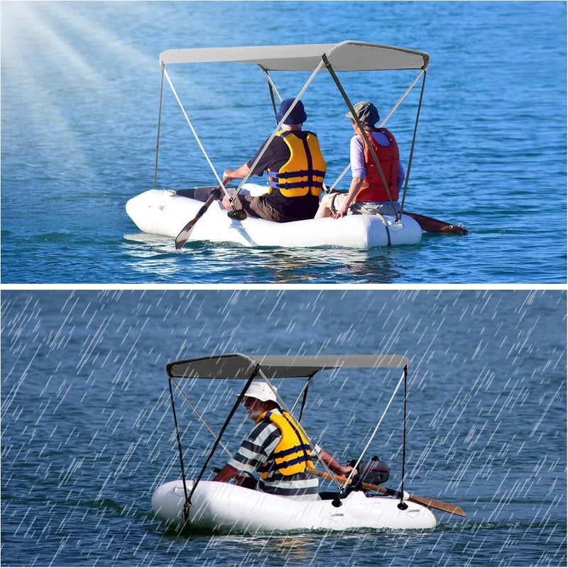 DoCred Foldable Bimini Top Boat Cover Canopy Cover 2Bow Bimini Top (63" L 39‘’-55‘’ W 43.3" H), Suitable for Boats of 3.2-4.5 FT - Image 2