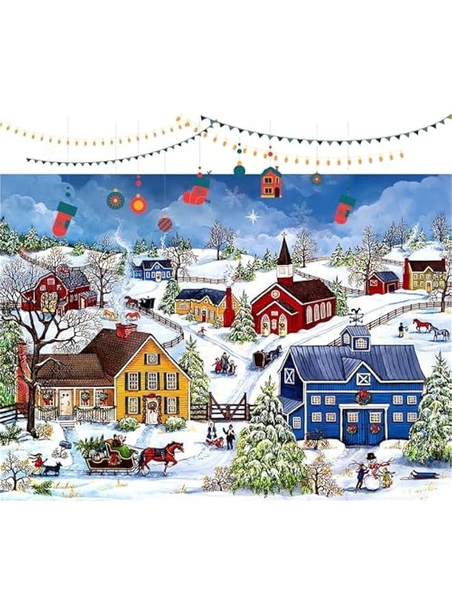 Wooden Jigsaw Puzzle, Countryside New Year Vibes, A Holiday Decoration for All Ages,1000 Pieces (Village) - Image 2