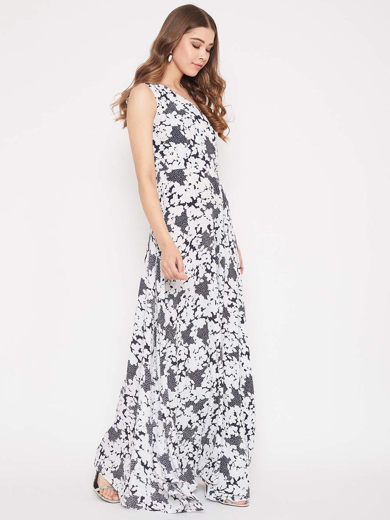 Berrylush Women Floral Printed One Shoulder Maxi Dress_White_Small - Image 4