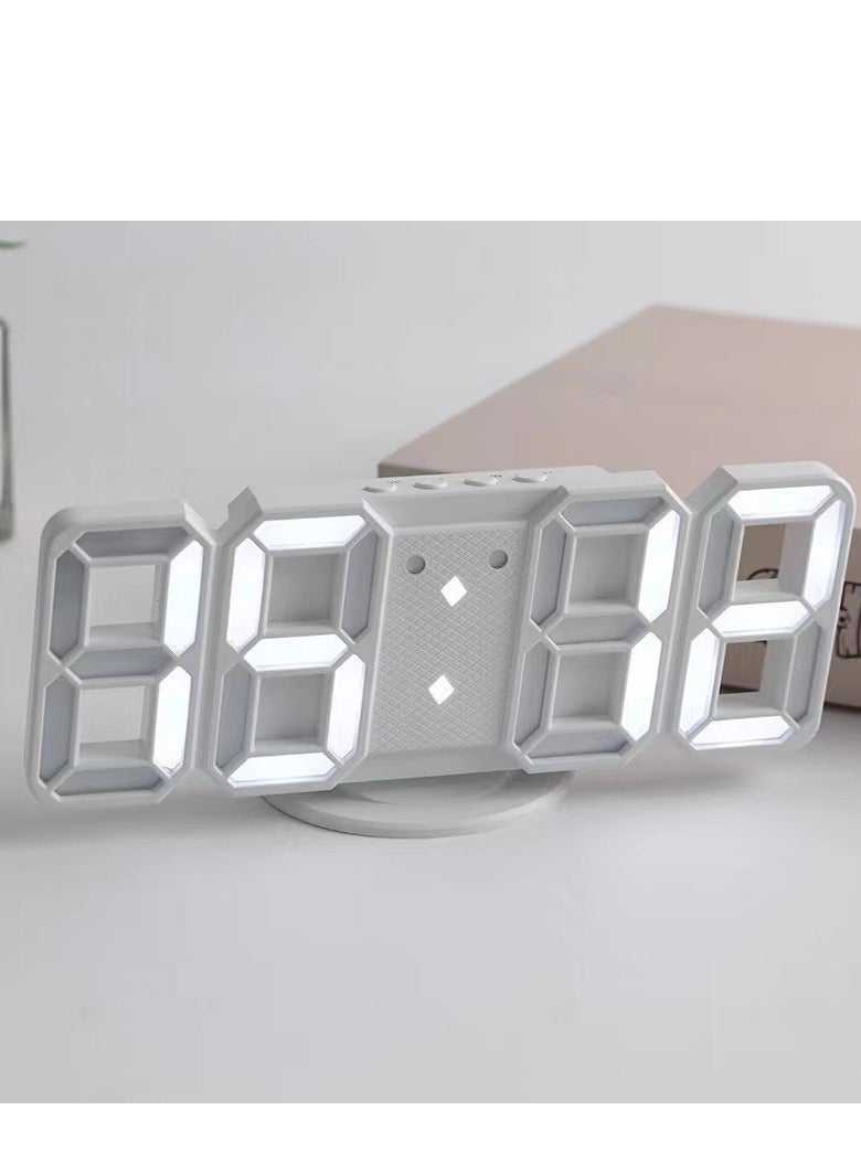 هومستر ساعة منبه جدارية رقمية ومتعددة الوظائف بإضاءة LED وعرض الوقت بنمط 12 ساعة/24 أبيض 17.5x7.5x4.5سم - Image 3