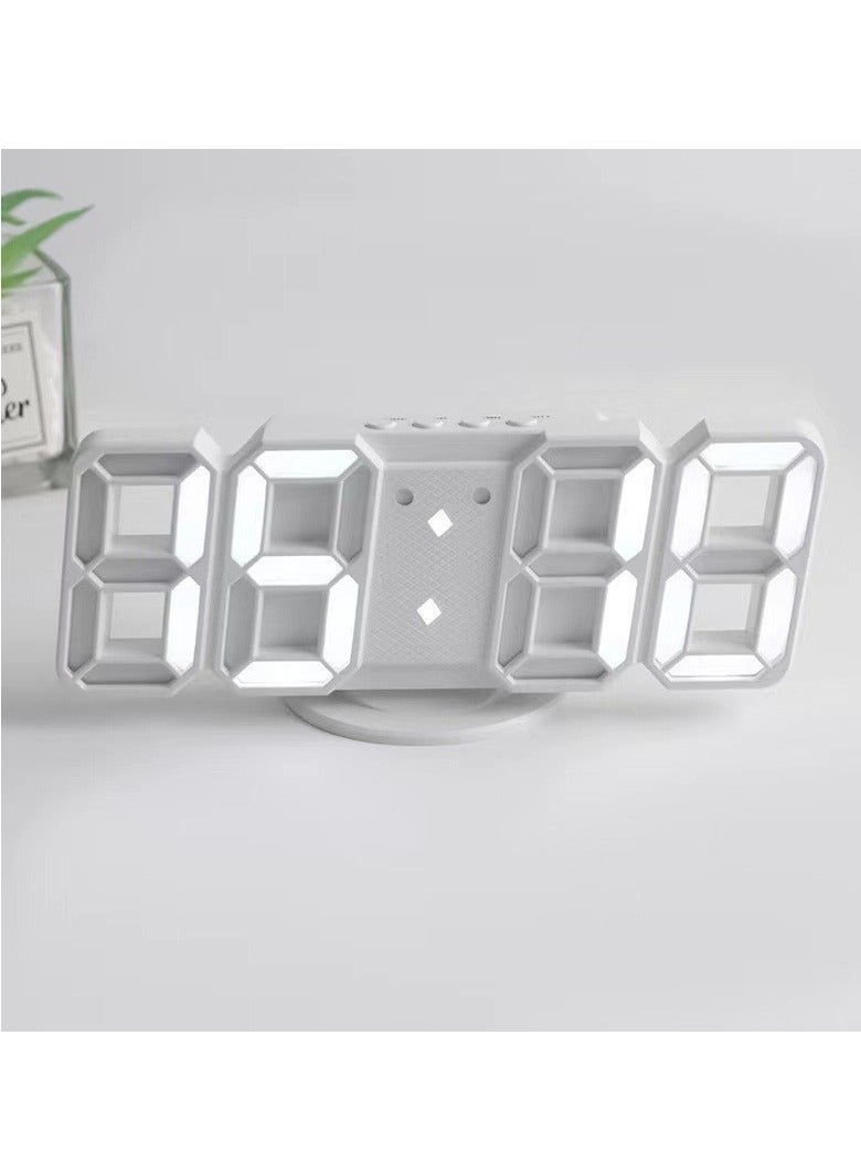 هومستر ساعة منبه جدارية رقمية ومتعددة الوظائف بإضاءة LED وعرض الوقت بنمط 12 ساعة/24 أبيض 17.5x7.5x4.5سم - Image 1