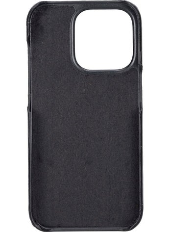 PLM Apple iPhone 14 Pro Compatible Leather Card Holder Back Cover Rock Rst1 Black  - Image 5