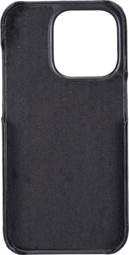PLM Apple iPhone 14 Pro Compatible Leather Card Holder Back Cover Rock Rst1 Black  - Image 5