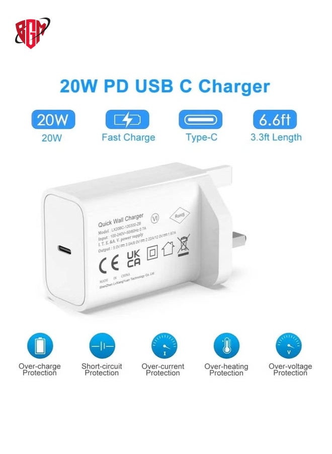 BGM - 20W Type C Fast Charger Adapter for iphone 14 pro/ 14 pro max/14/13/12/11, USB C Fast Charging Plug with Cable 1M - Image 1