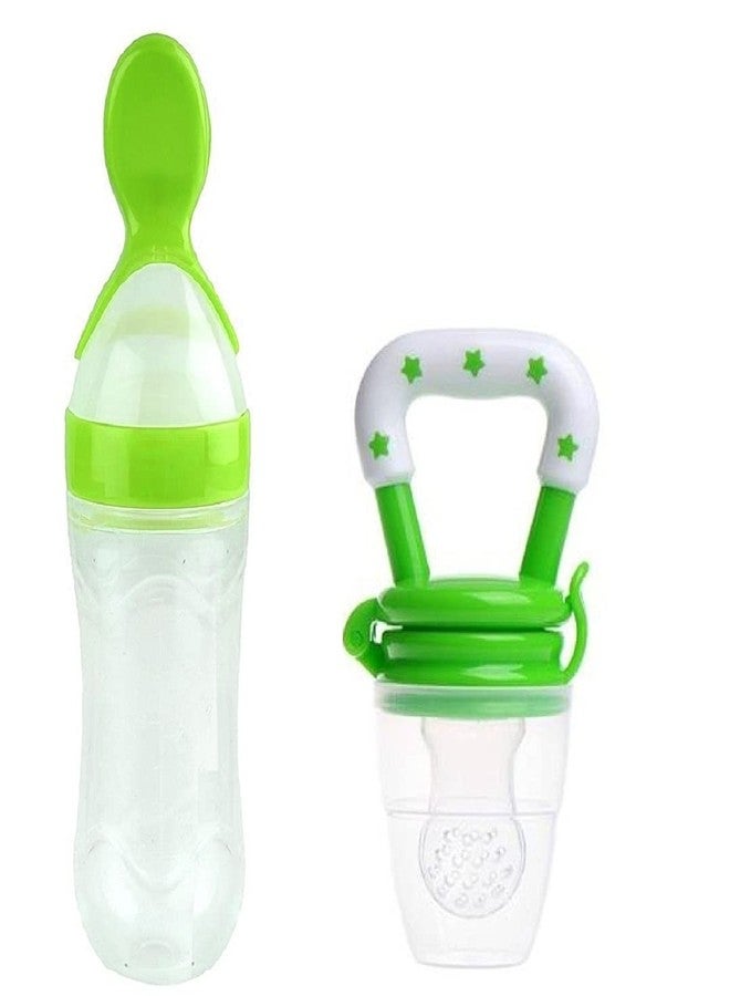 Lappu Baby Rice Paste Milk Cereal Bottle Food Feeder & Baby Fruit Nibbler (Green) - Image 1