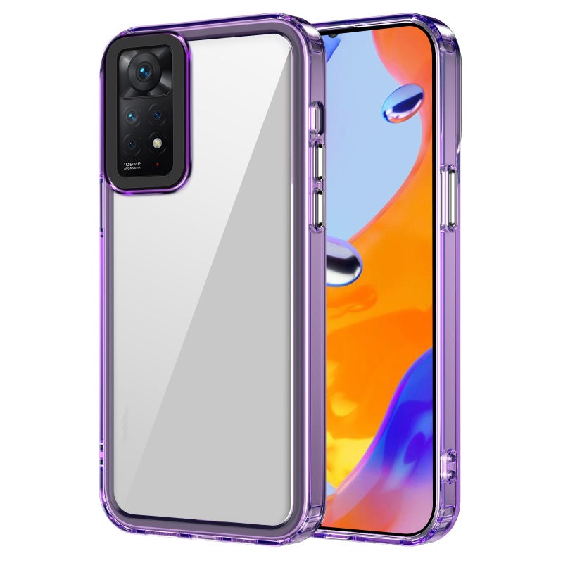 HuHa Case Cover For Xiaomi Redmi Note 11 Pro 4G/5G Transparent Acrylic + TPU Shockproof Phone Case(Transparent Purple) - Image 1