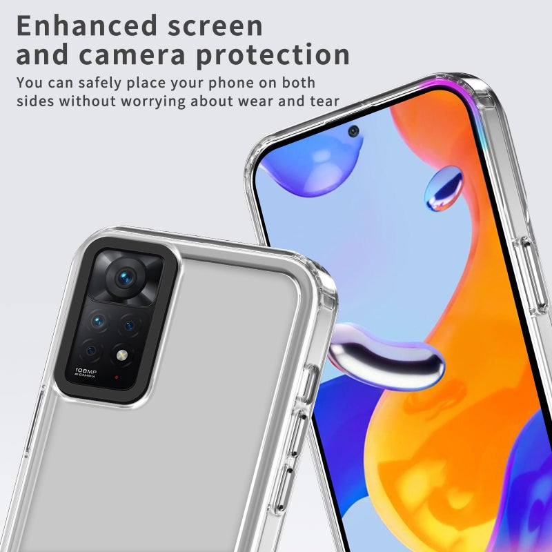 HuHa Case Cover For Xiaomi Redmi Note 11 Pro 4G/5G Transparent Acrylic + TPU Shockproof Phone Case(Transparent Purple) - Image 3