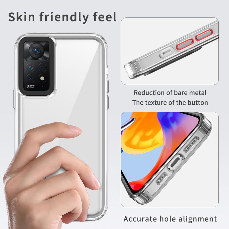 HuHa Case Cover For Xiaomi Redmi Note 11 Pro 4G/5G Transparent Acrylic + TPU Shockproof Phone Case(Transparent Purple) - Image 5