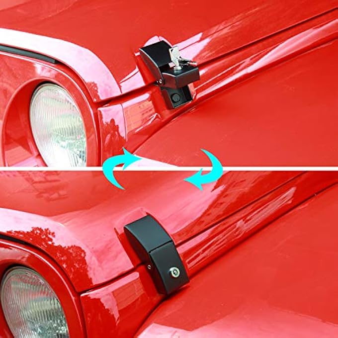 ريحني أقفال غطاء محرك فولاذي لجيب رانجلر 20072021 JK JKU JL JLU روبيكون ساهارا X أوف رود سبورت إكسسوارات خارجية سوداء زوج واحد - Image 5