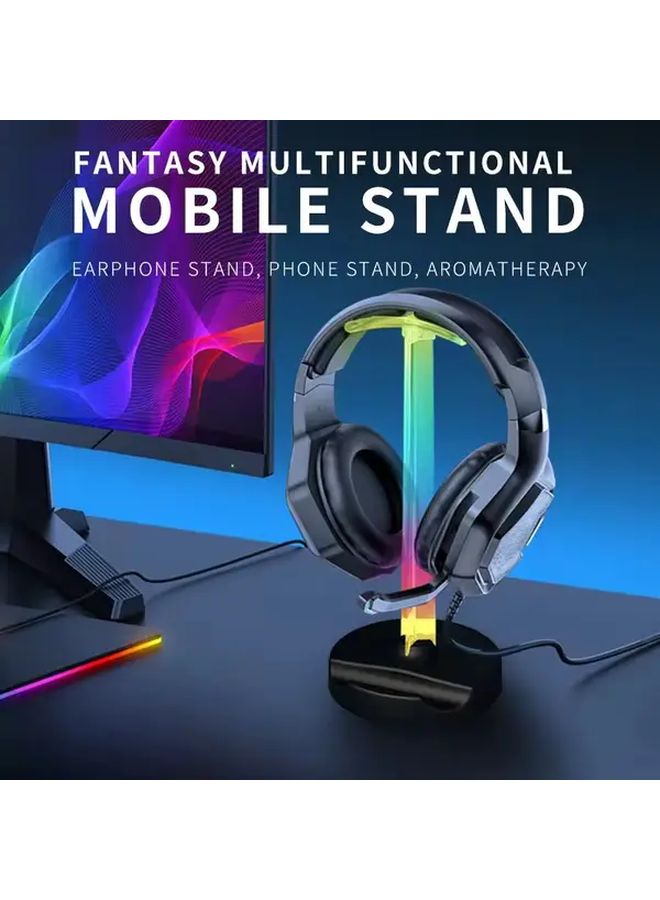 White RGB Headphone Stand With Adjustable Ambient Light For Gaming Desktop - Image 4
