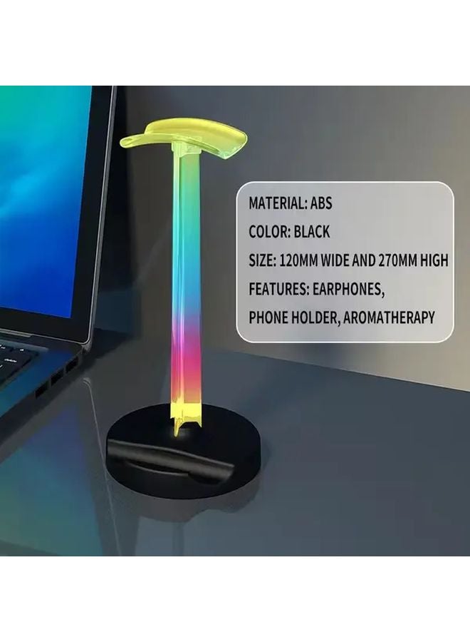 White RGB Headphone Stand With Adjustable Ambient Light For Gaming Desktop - Image 3