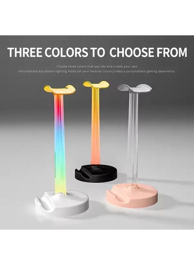 White RGB Headphone Stand With Adjustable Ambient Light For Gaming Desktop - Image 2