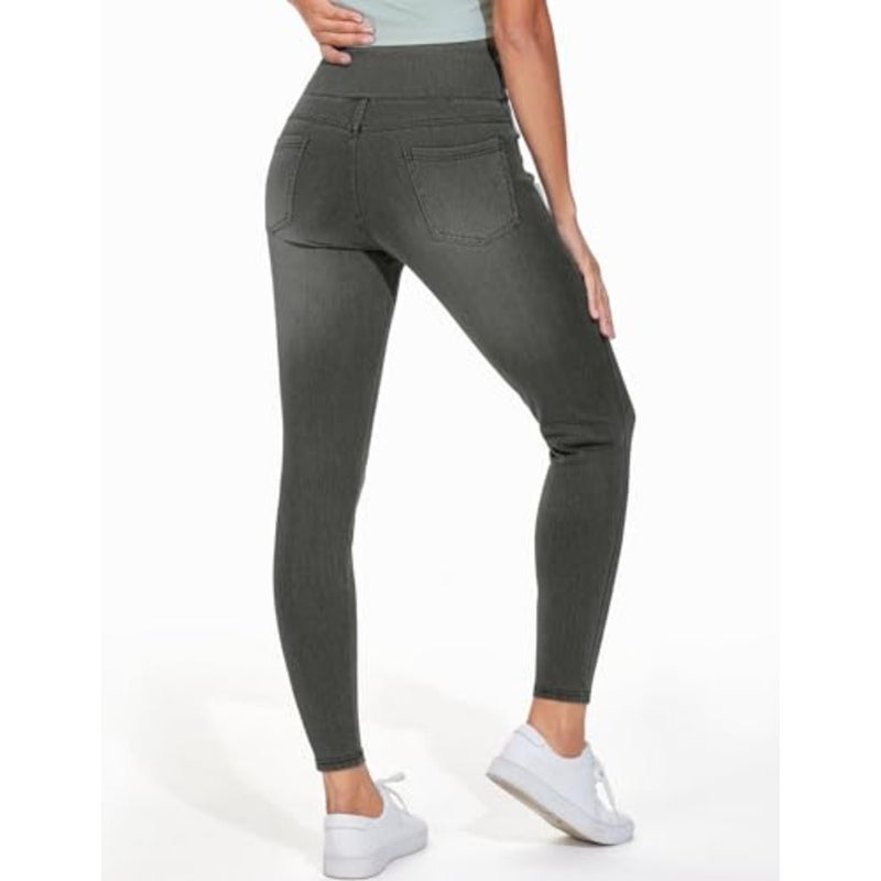 سروال Jeggings نسائي عالي الخصر من THE GYM PEOPLE، بنطال جينز قابل للتمدد للكاحل، طول كابريس، سحب على الخصر المرن، التحكم في البطن، نحيف، رفع المؤخرة، ناعم، 4 جيوب حقيقية، للرحلات، الشارع، العمل - Image 2
