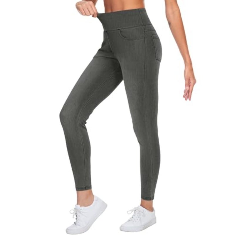 سروال Jeggings نسائي عالي الخصر من THE GYM PEOPLE، بنطال جينز قابل للتمدد للكاحل، طول كابريس، سحب على الخصر المرن، التحكم في البطن، نحيف، رفع المؤخرة، ناعم، 4 جيوب حقيقية، للرحلات، الشارع، العمل - Image 1